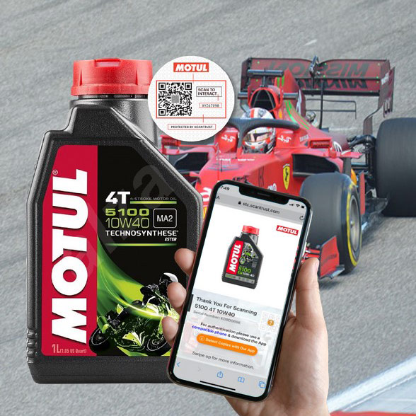 Counterfeit prevention and consumer engagement with tamper-evident, Secure QR codes for Motul